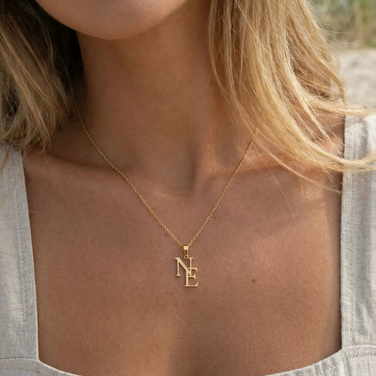 Custom initials necklace in gold