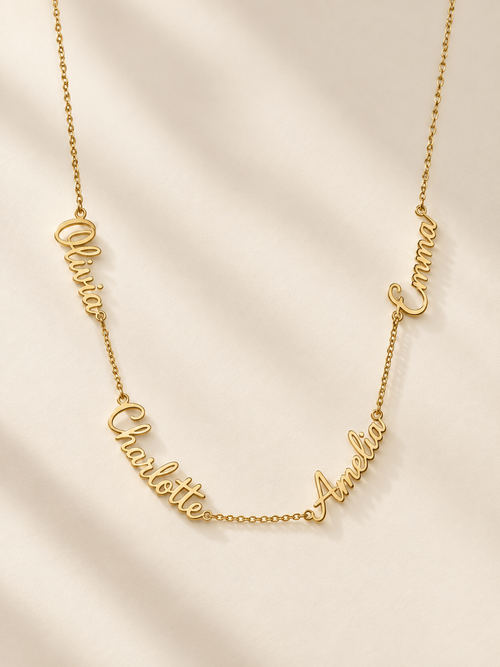 NameBond personalized multi-name necklace in gold