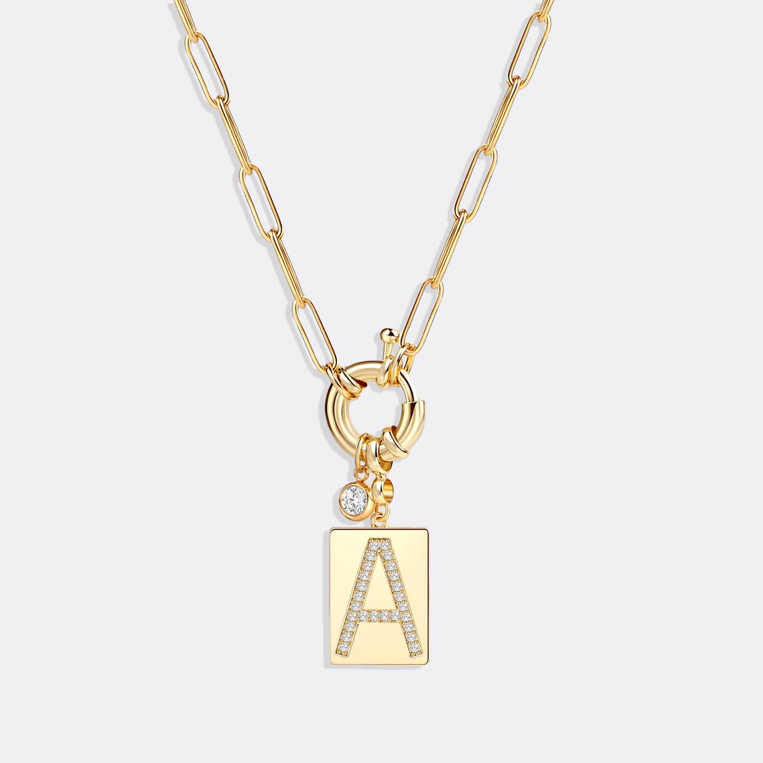 Pavé initial necklace layered