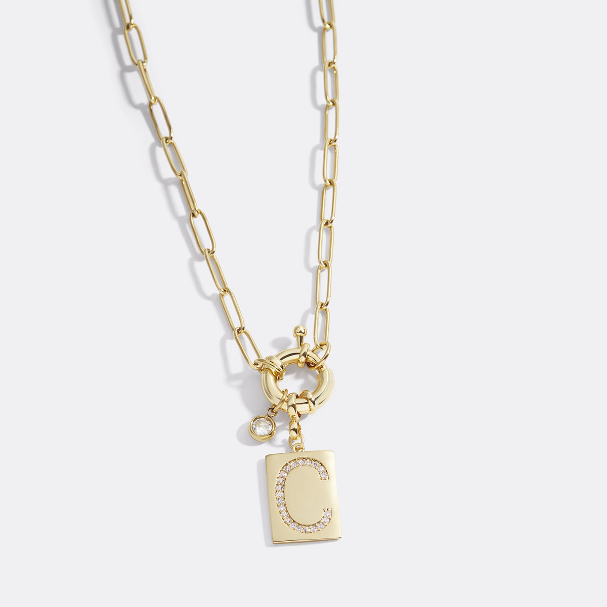 Pavé initial necklace styled