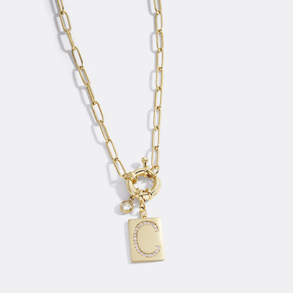 Pavé initial necklace styled