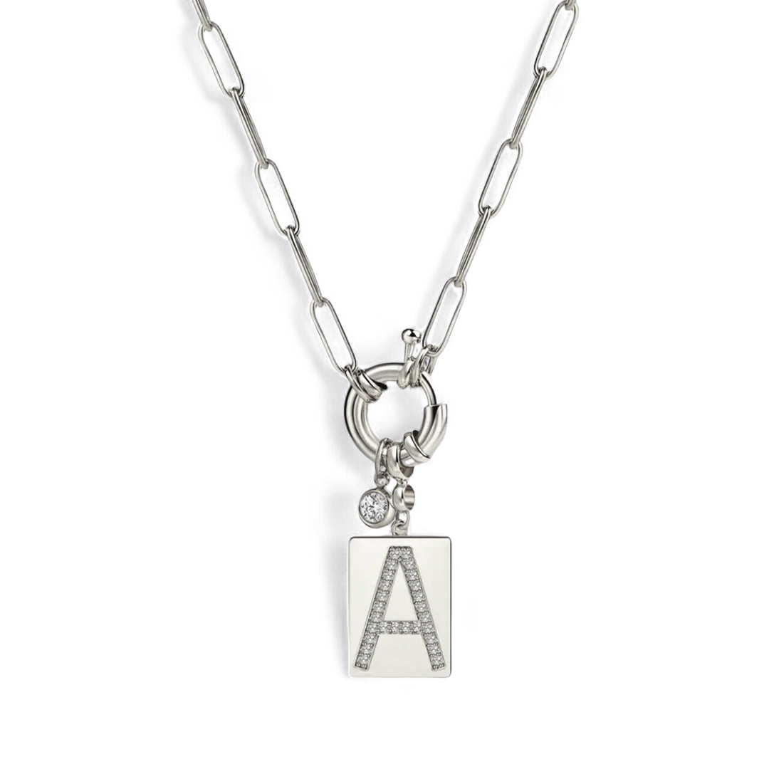 Pavé initial pendant necklace