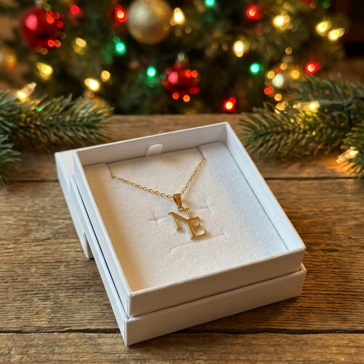 LUVED initials necklace in gift box